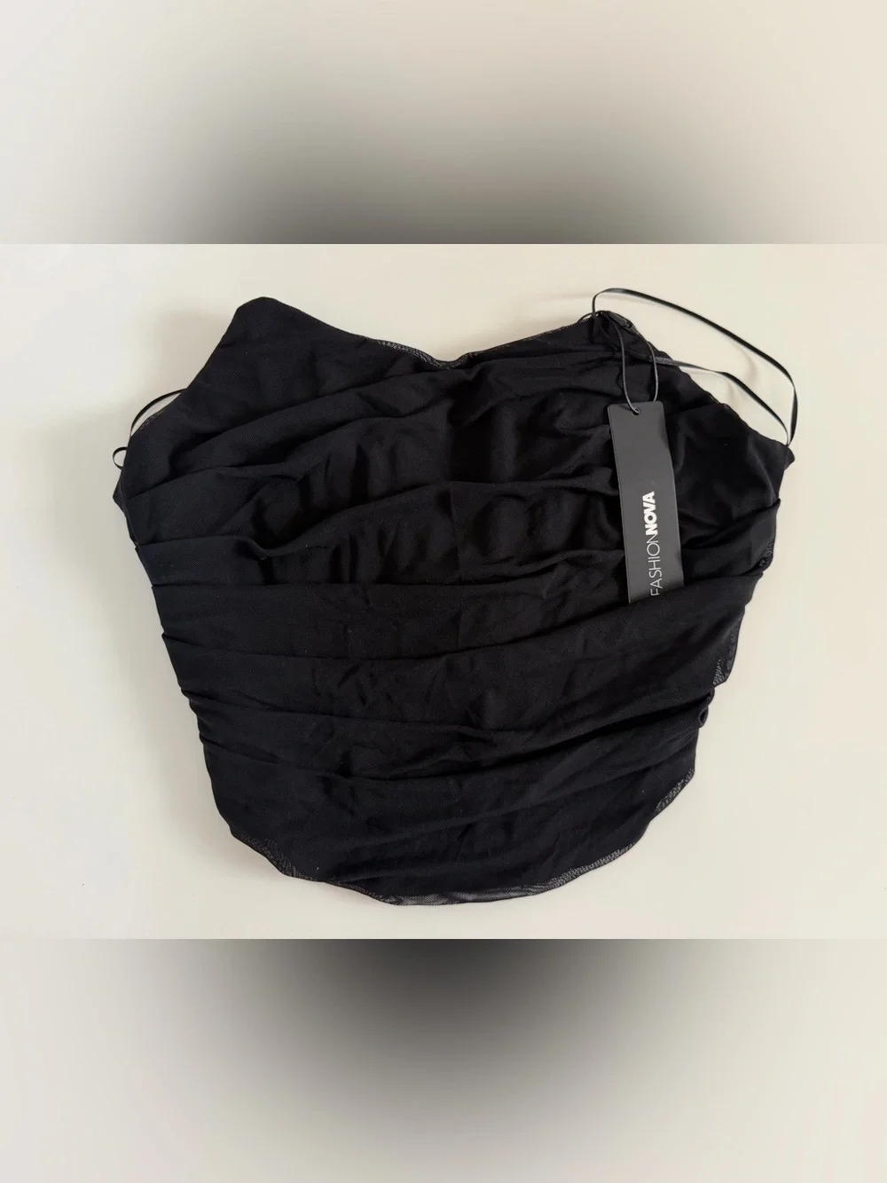 Strapless Black Ruched Mini 2 Piece